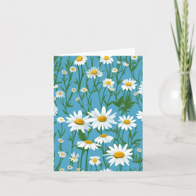 Carte Marguerites Blanches Sur Turquoise (Devant)