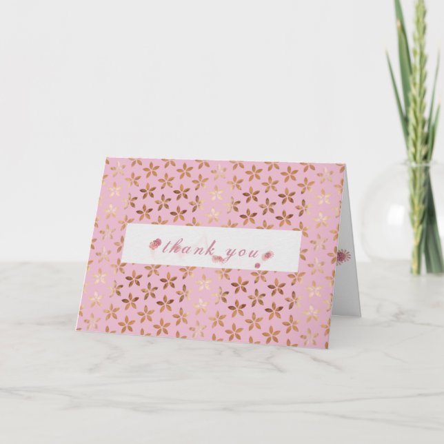 Carte marguerites en feuille d'or rose (Devant)