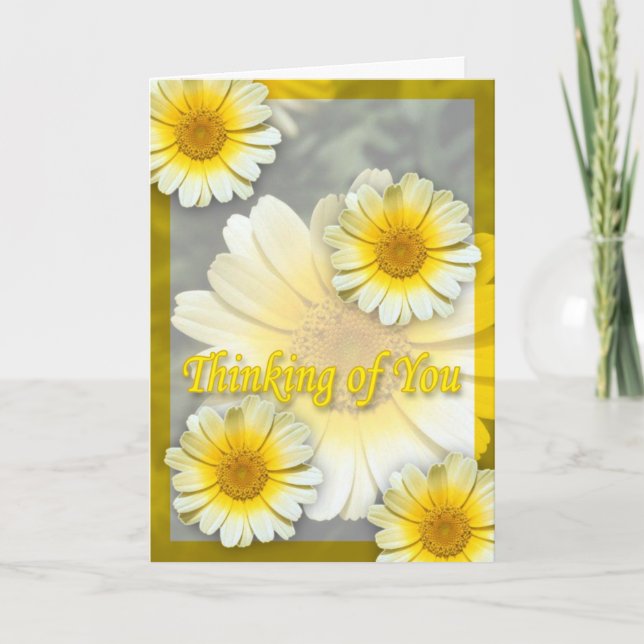 Carte Marguerites jaunes gaies pensant à vous (Devant)