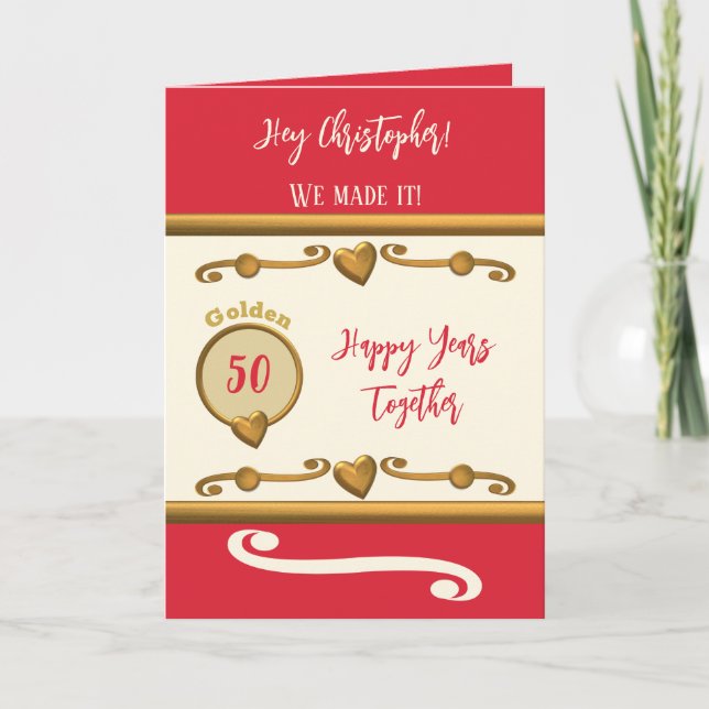 Carte Mari 50e anniversaire nous l'avons fait rouge (Devant)