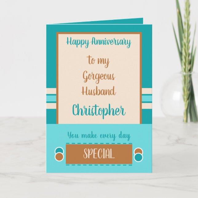 Carte Mari Anniversaire chaque jour est spécial turquois (Devant)