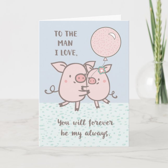 Carte Mari Bonne Anniversaire Cute Pigs (Devant)