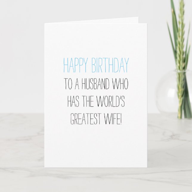 Carte Mari d'anniversaire humoristique de la femme (Devant)