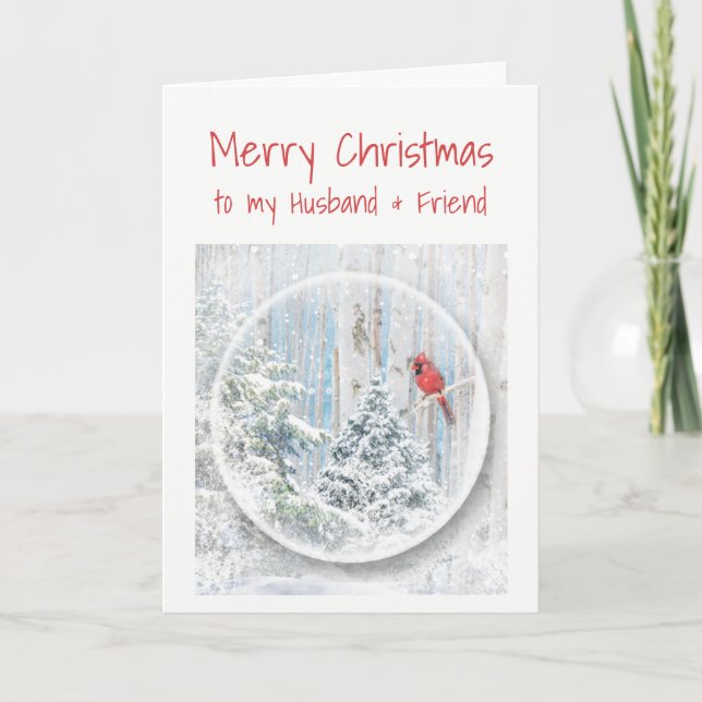 Carte Mari de Noël et ami Cardinal Bird (Devant)