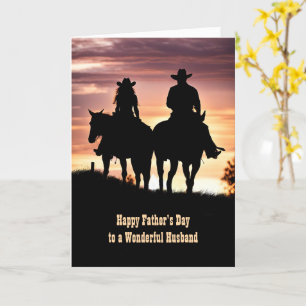 Carte Mari Fête des pères heureuse Cowboy et Cowgirl