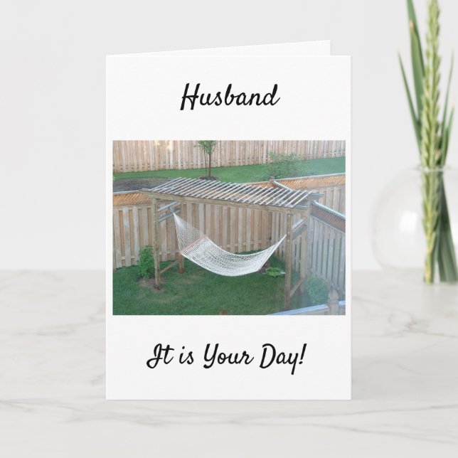 CARTE **MARI** HAMMOCK VOUS ATTEND POUR VOTRE ANNIVERSAI (Devant)