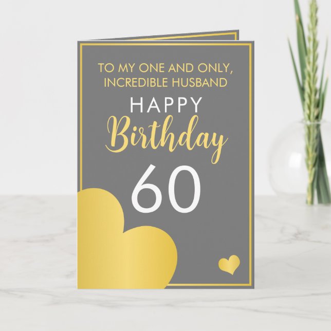 Carte Mari moderne gris et or 60e anniversaire (Devant)
