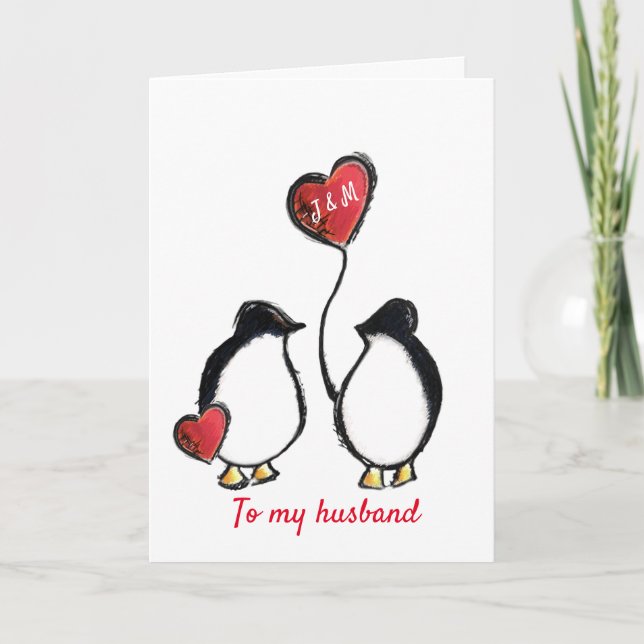 Carte mari pingouin mignon Noël (Devant)
