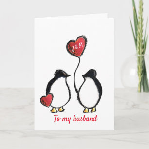 Carte mari pingouin mignon Noël