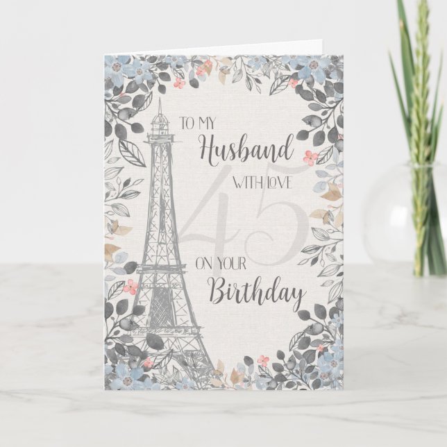 Carte Mari Romantique 45ème anniversaire Tour Eiffel (Devant)