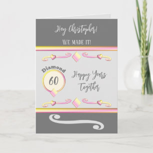Carte Mari vous aime diamant 60e anniversaire gris