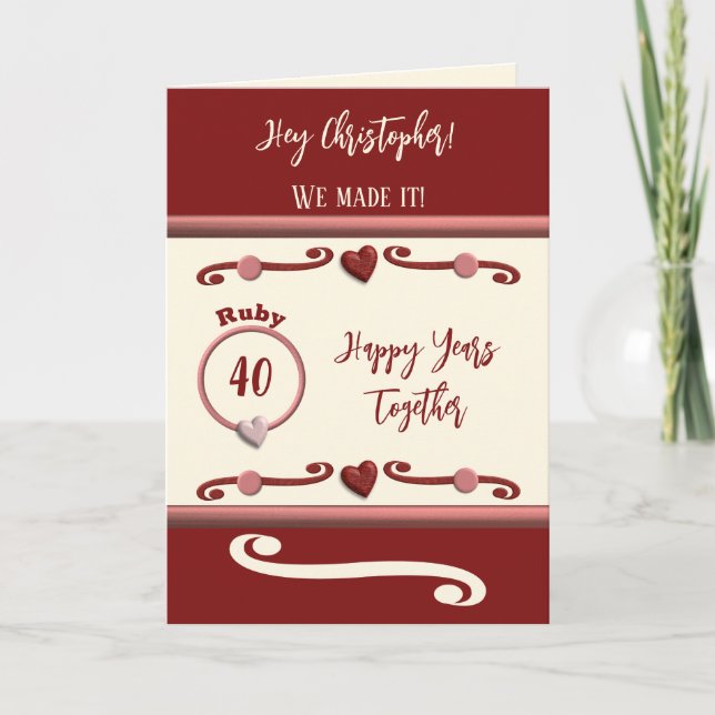 Carte Mari vous aime ruby 40e anniversaire bourgogne (Devant)