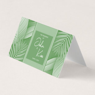 Carte Mariage à thème vert tropicale pliée