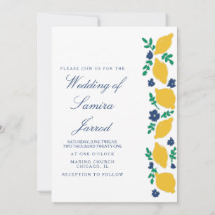 Carte Mariage Abstrait Botanique De Citron Dessiné À La