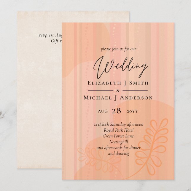 Carte Mariage Abstrait moderne scandinave japonais (Devant / Derrière)