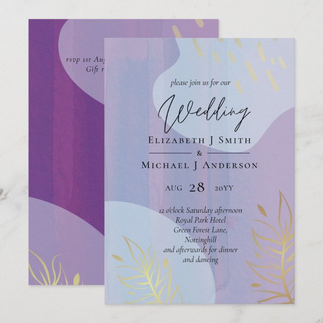 Carte Mariage Abstrait moderne scandinave japonais (Devant / Derrière)