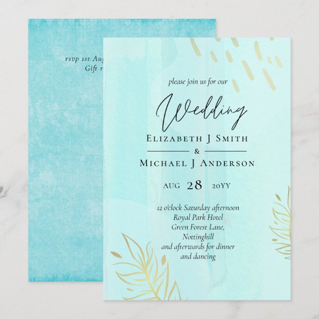 Carte Mariage Abstrait moderne scandinave japonais (Devant / Derrière)