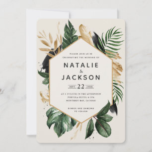 Carte Mariage abstrait tropical moderne peint
