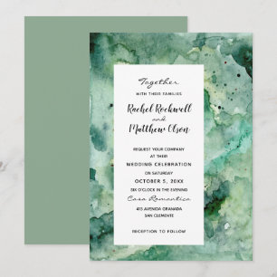Carte Mariage Abstrait vert d'eau moderne invite