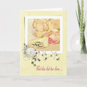 Carte Mariage anneaux Rose pétale