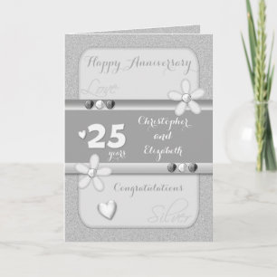 Carte Mariage Anniversaire 25e Salutation d'argent