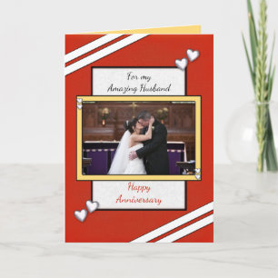 Carte Mariage Anniversaire Mari rouge photo salut