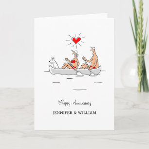 Carte Mariage Anniversaire Marié Couple Heart Canoe