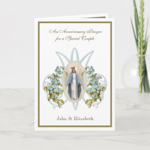 Carte Mariage Anniversaire Religieux Vierge Marie Floral