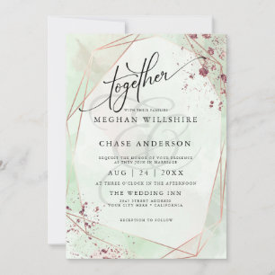 Carte MARIAGE   Aquarelle appliquée à la menthe et au Ro