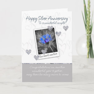 Carte Mariage Argent Anniversaire - 25 ans