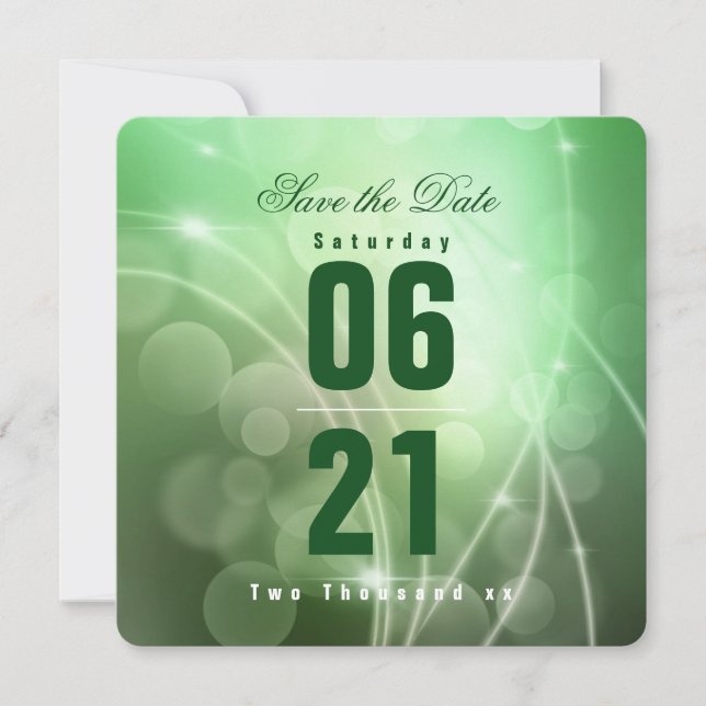 Carte Mariage Arrière - plan Emerald Green Bokeh moderne (Devant)