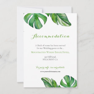 Carte Mariage aux feuilles de Monstera vertes aquarelle 