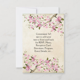 Carte Mariage aux fleurs de cerisier japonaises roses