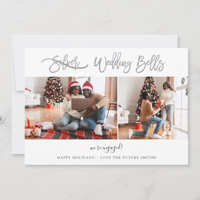 Carte Mariage Bells Multi Photo Fiançailles Card (Devant)