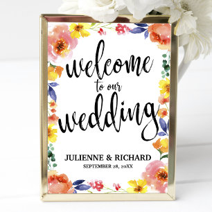 Carte Mariage Bienvenue Boho Floral Signal abordable