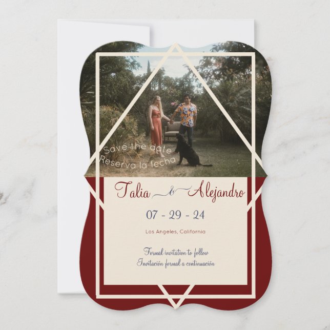 Carte Mariage bilingue en Bourgogne Enregistrer la date (Devant)