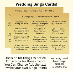 Carte MARIAGE BINGO ! Jeu pour les invités