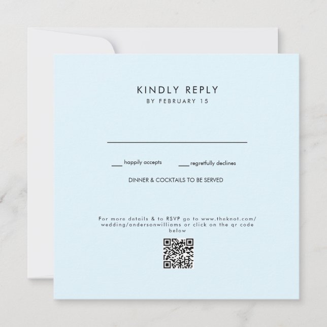 Carte Mariage bleu QR Code II RSVP (Devant)