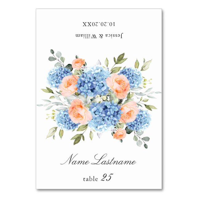 Carte Mariage Blue Hydrangea Blush Rose Escort (Par défaut)