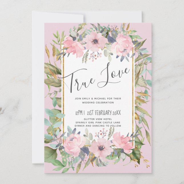 Carte Mariage Boho rose pâle (Devant)