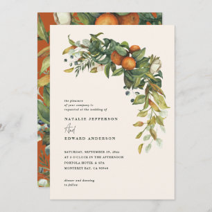 Carte Mariage botanique d'agrumes orange