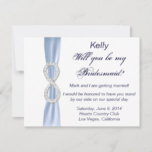 Carte Mariage Bridesmaid Diamond bleu Infinity