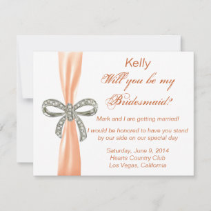 Carte Mariage Bridesmaid Orange Diamond Bow