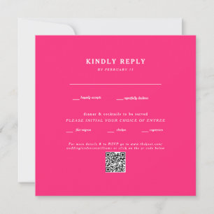 Carte Mariage Carré Fuchsia moderne QR Code RSVP