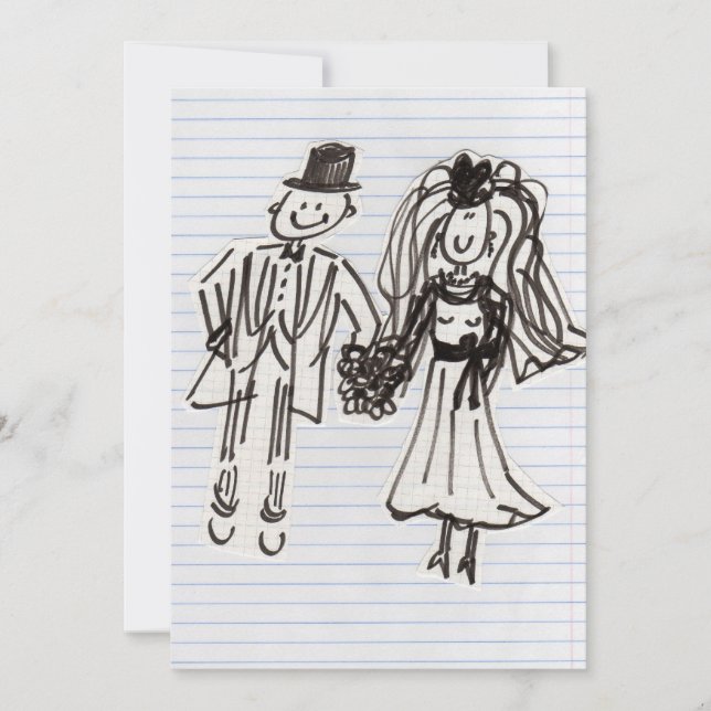 CARTE MARIAGE CARTOON BRIDE ET GROS (Devant)