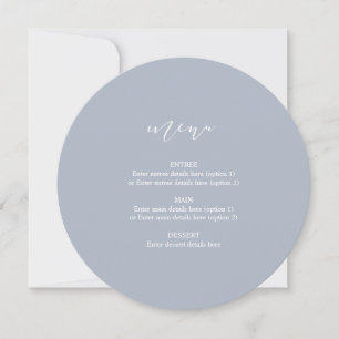 Carte Mariage circulaire Menu Blue Elegant Calligr
