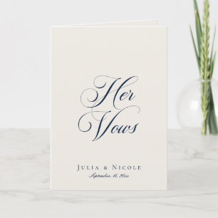 Carte Mariage Classique Navy Ivoire Calligraphie Ses Vœu
