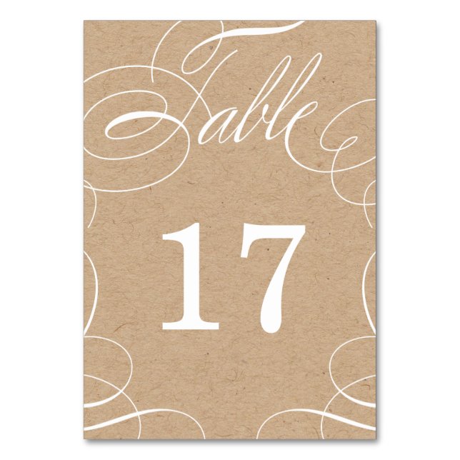 Carte Mariage classique Swash Faux Kraft Numéro de (Par défaut)