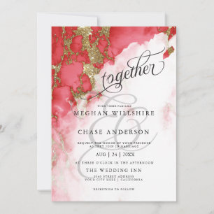 Carte MARIAGE   Coral Geode Aquarelle BarefootBride™