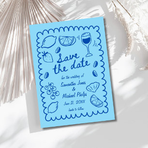 Carte Mariage côtier bleu festif - Épargnez la date